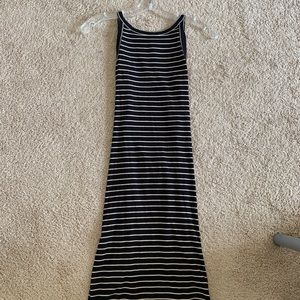 Tight striped dress with key hole open back
